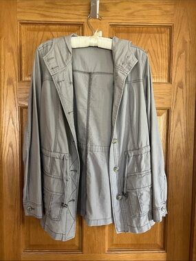 Maurices Light Gray Hooded Utility Jacket for Women
